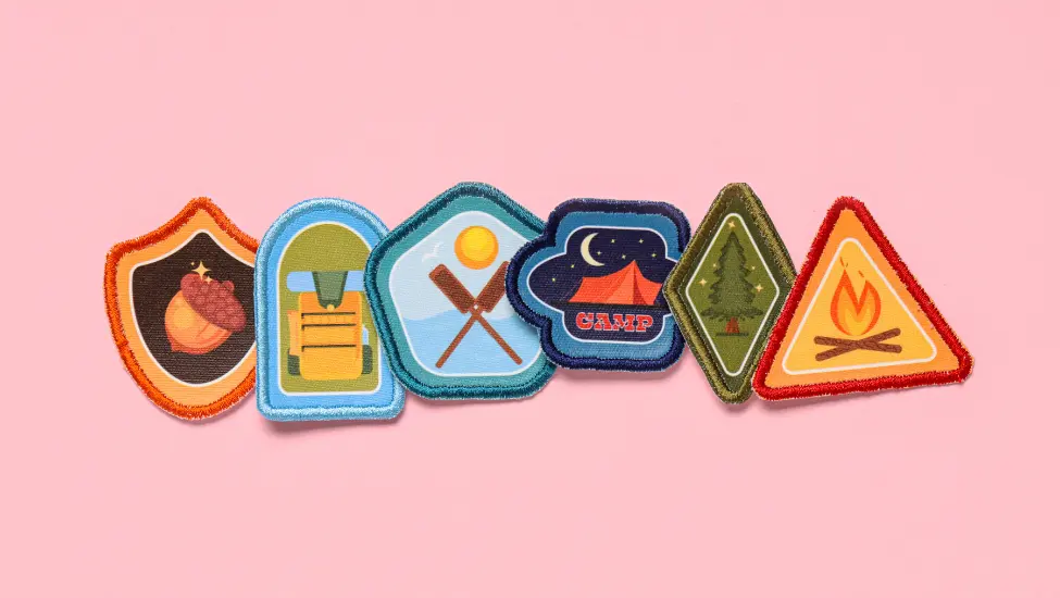 Collection of camping badges or patches