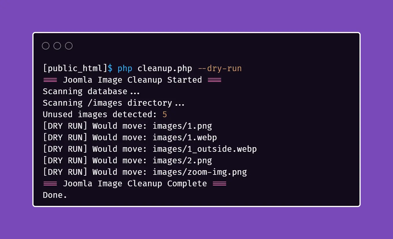 screenshot showing the command line output