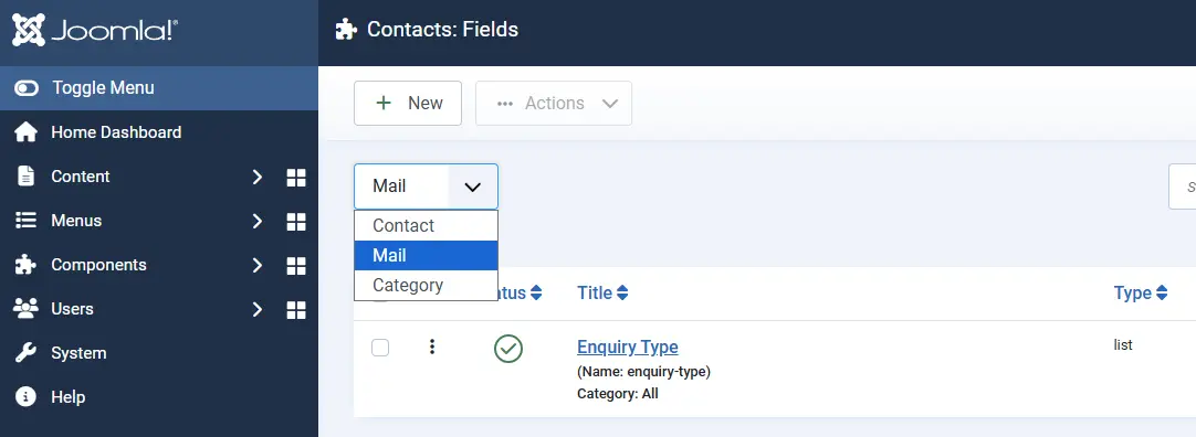 Selecting the mail context