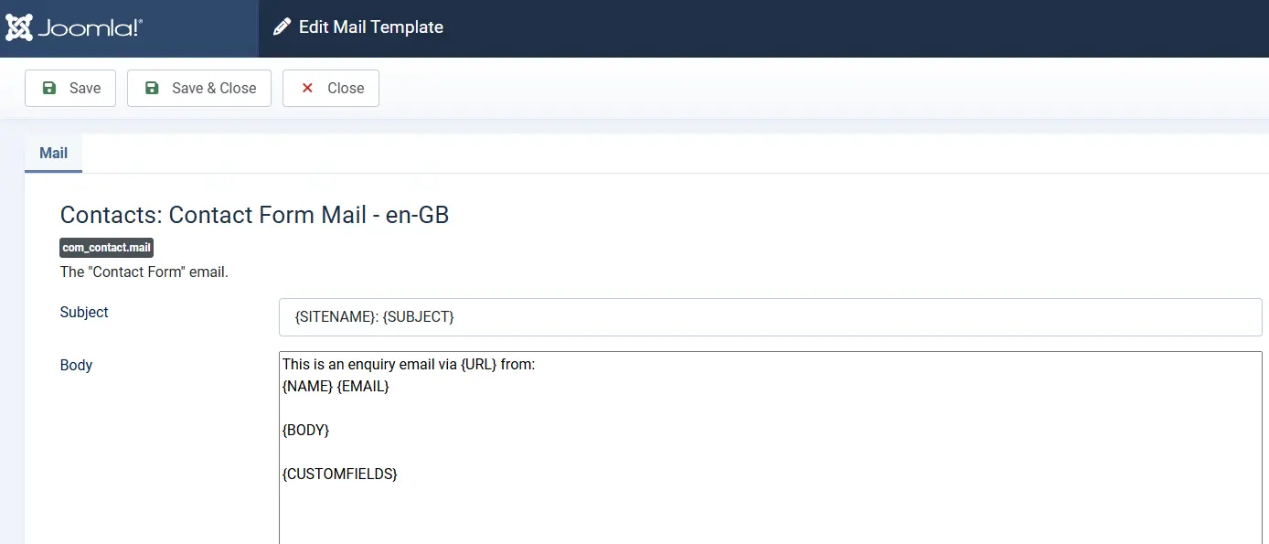 Contact email template