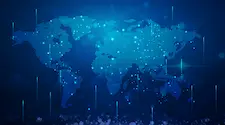 map of the world expressed as electric data points