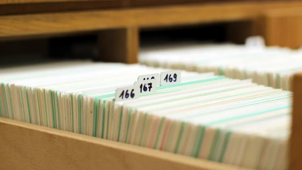 drawer filled with a card index that you used to find in a library