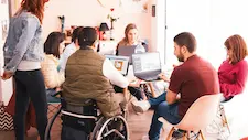 diverse web development team working together