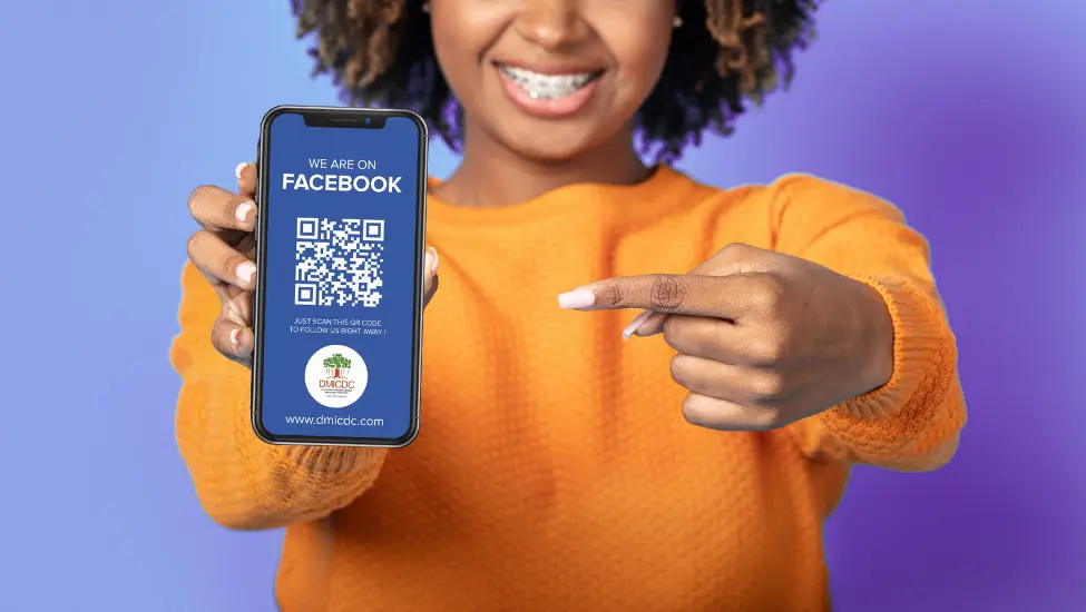 proudly displaying a qr code on a mobile phone