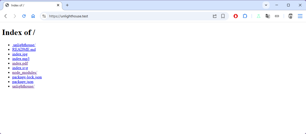 Default apache index listing
