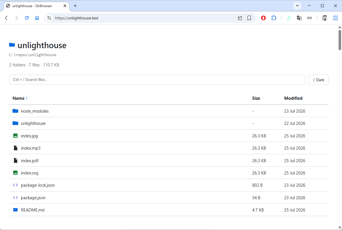 DirBrowser displays the listing in a modern and attractive way.