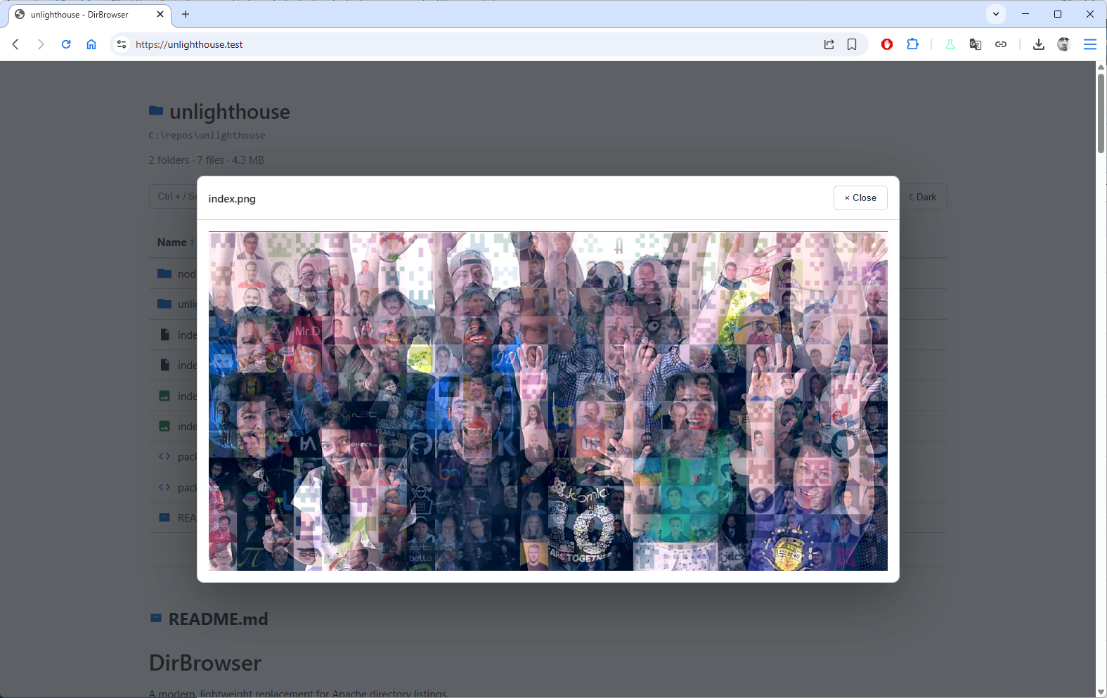 DirBrowser showing an image preview