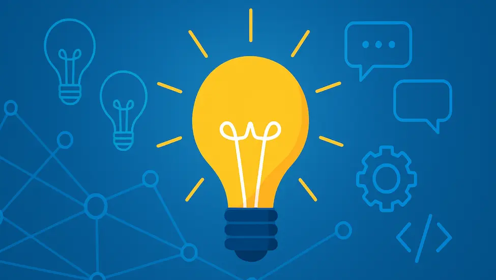 bright shining light bulb on a background of chat icons