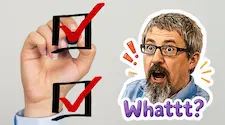caricature of a shocked Brian Teeman looking at a checklist