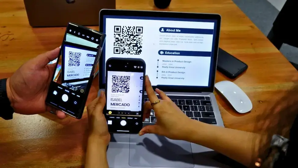using a phone to scan a qr code on a phone