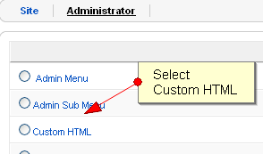 select custom html