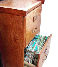 wooden filing cabinet