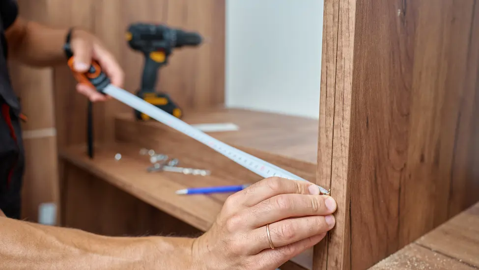Carpenter measuring a table